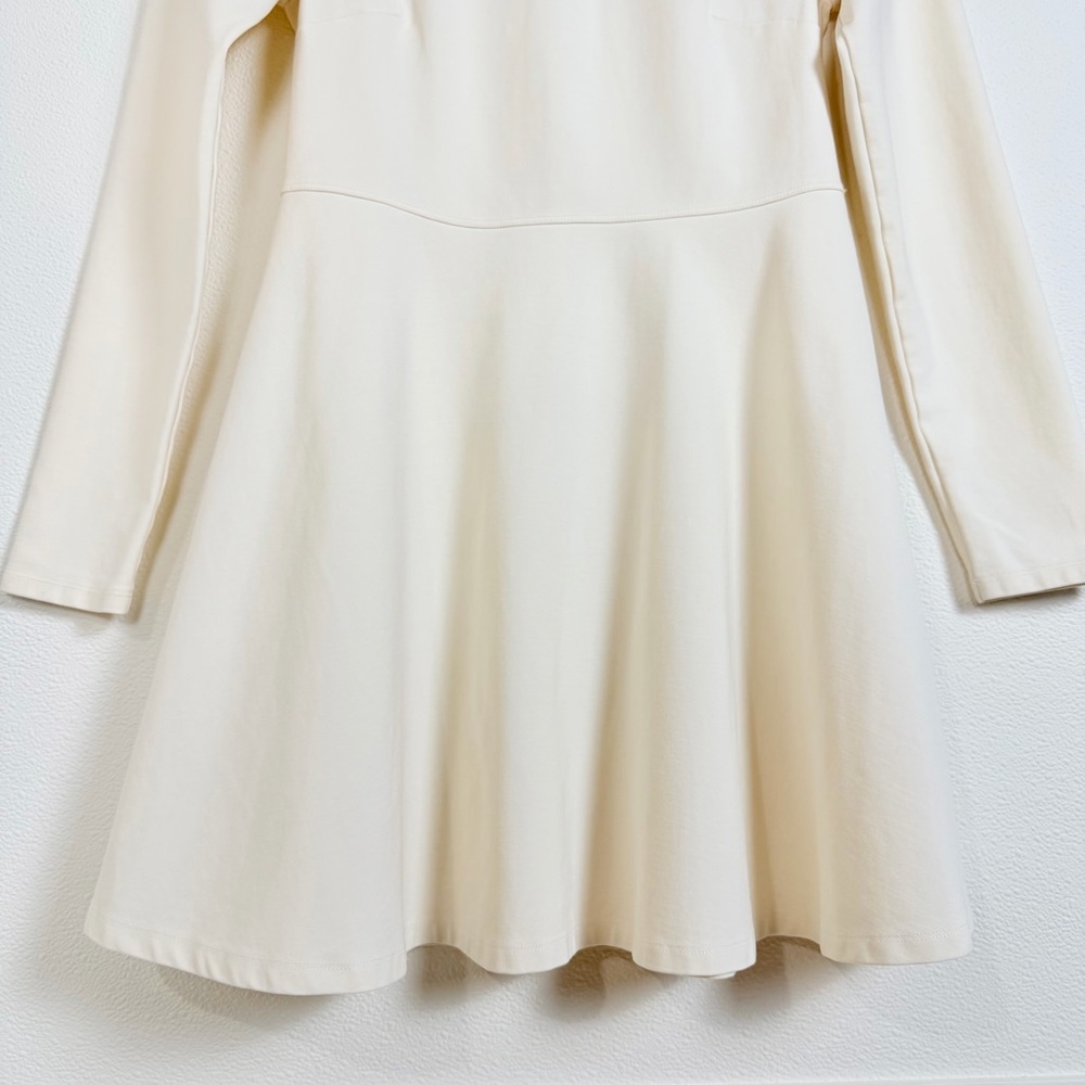 Sunday Best Cream Mock Neck Fit & Flare Mini Dress Size S Long Sleeve Skater - Picture 8 of 16